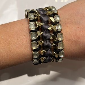 STELLA & DOT mixed media  bracelet in clear, gold and grey